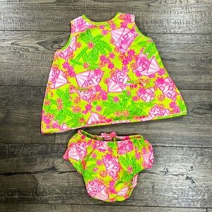 Lilly Pulitzer green and pink 6-12 month dress/cover